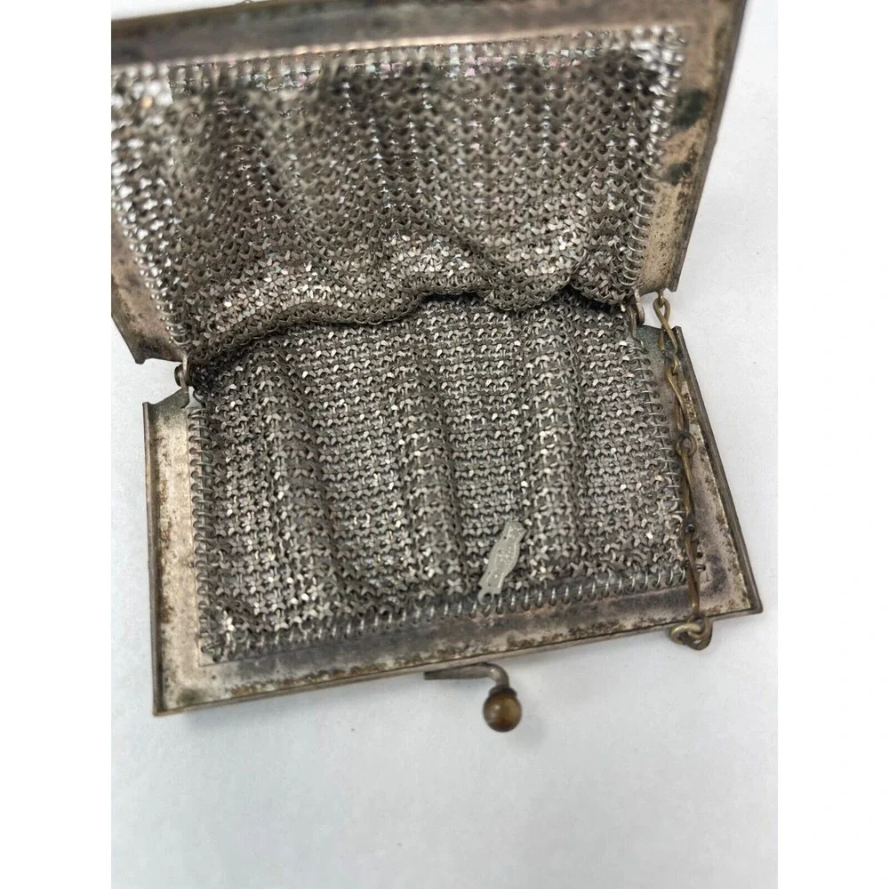 Whiting Davis Flapper‎ Purse Chain Mail Metal Mesh Pink Blue Handbag 1920s